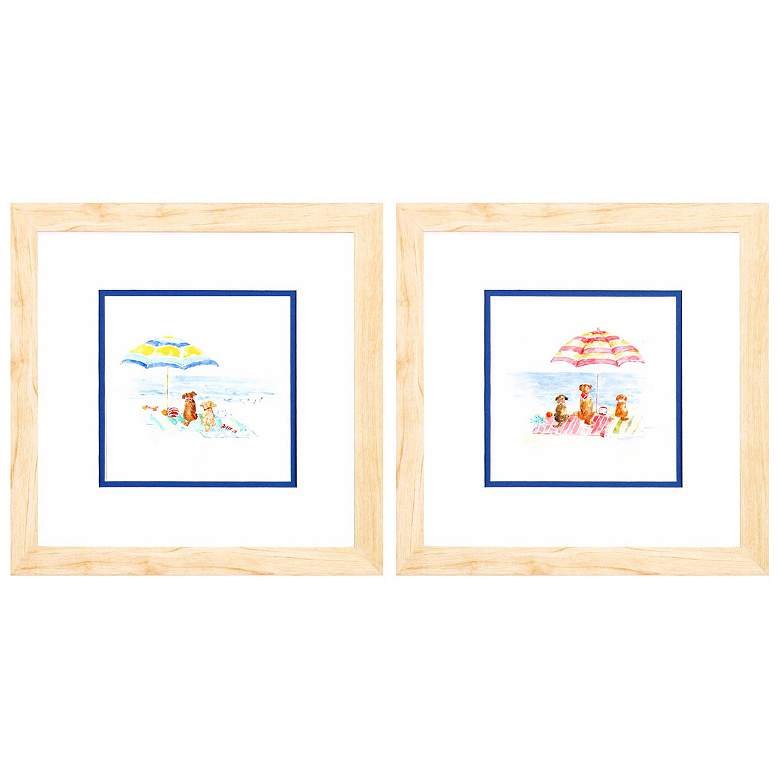 Image 1 Dog Days of Summer 12"W x 12"H Framed Art Set of 2