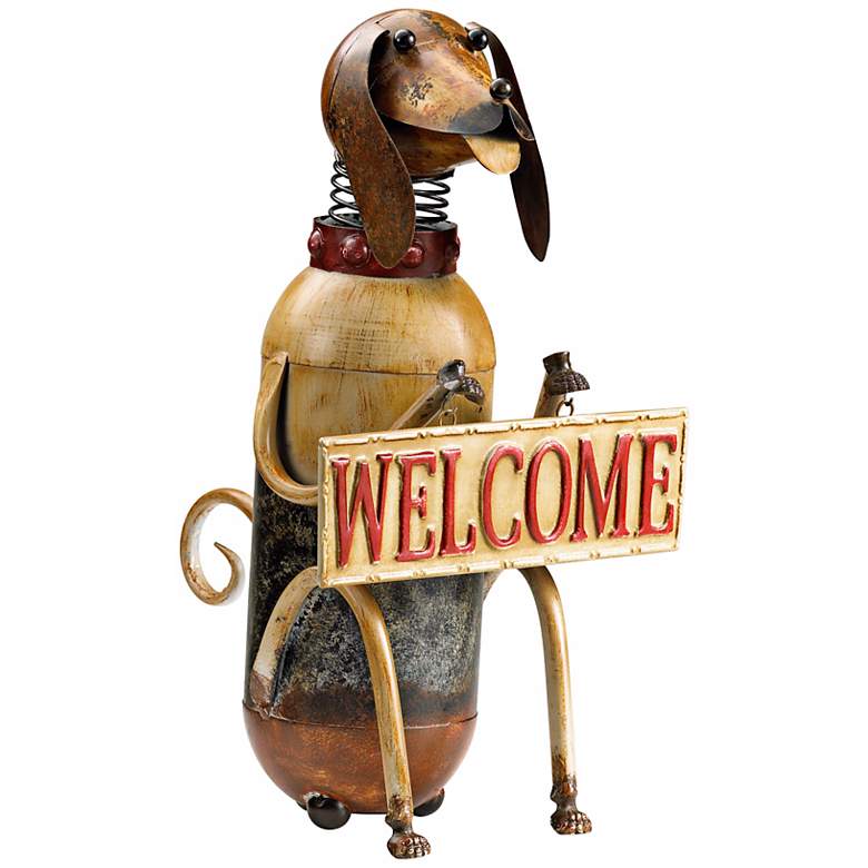 Image 1 Dog Holding Welcome Sign Statue