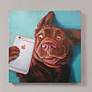 Dog Selfie 18" Square Graphic Giclee Print Canvas Wall Art