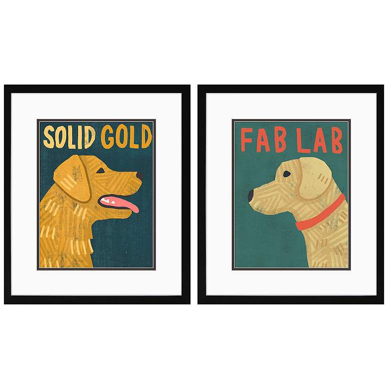 Image 1 Dogs I 17"W x 20"H Framed Art Set of 2