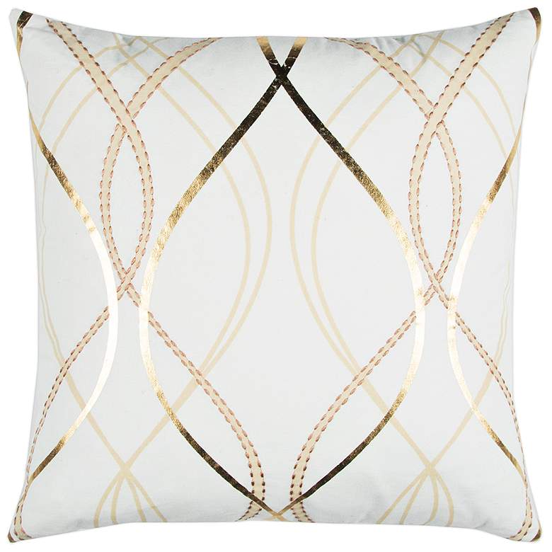 Image 1 Doh White and Gold Geometric 20" Square Decorative Pillow