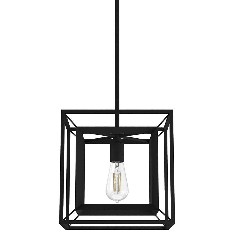 Image 1 Doherty 12 inchW Natural Black Iron Mini Pendant/Ceiling Light