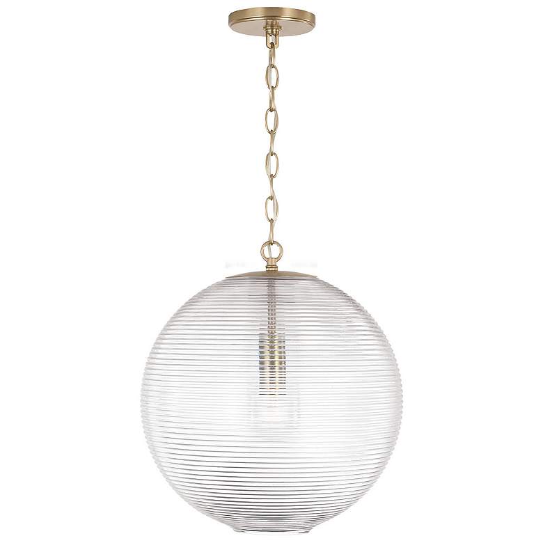 Image 1 Dolan 15 inch Wide Brass Metal Clear Glass Pendant Light