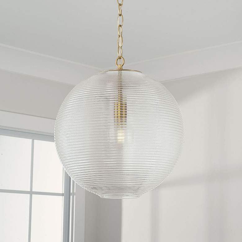 Image 1 Dolan 15" Wide Brass Metal Clear Glass Pendant Light