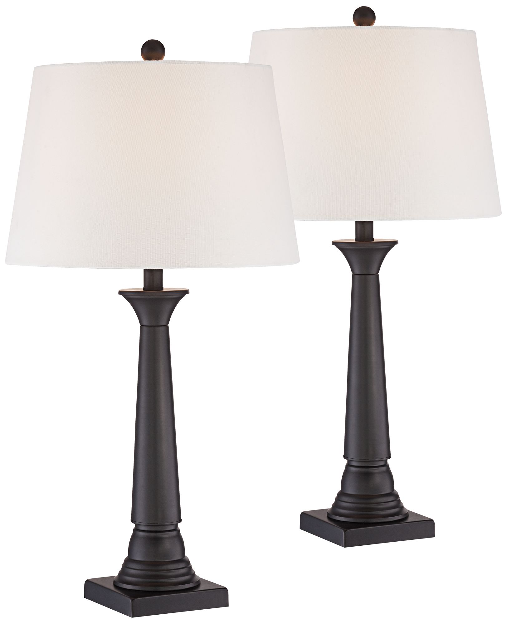 Image 3 Dolbey 28" Bronze Column Lamps with Smart Sockets Set of 2