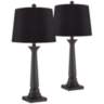 Dolbey Bronze Tapered Column Black Shade Table Lamps Set of 2