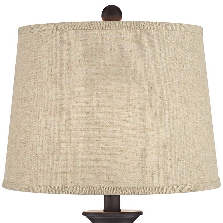 Dolbey Bronze Tapered Column Burlap Linen Table Lamps Set of 2 more views