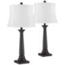 Dolbey Bronze Tapered Column Cream Shade Table Lamps Set of 2