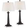 Dolbey Bronze Tapered Column Table Lamps With 7" Square Risers