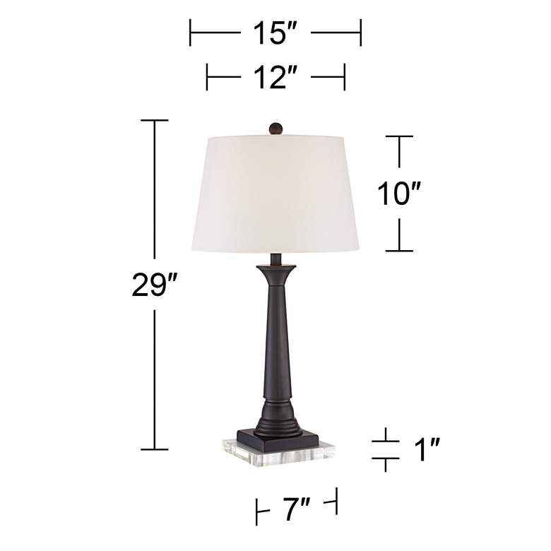Image 5 Dolbey Bronze Tapered Column Table Lamps With 7 inch Square Risers more views