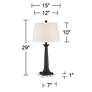 Dolbey Bronze Tapered Column Table Lamps With 7" Square Risers