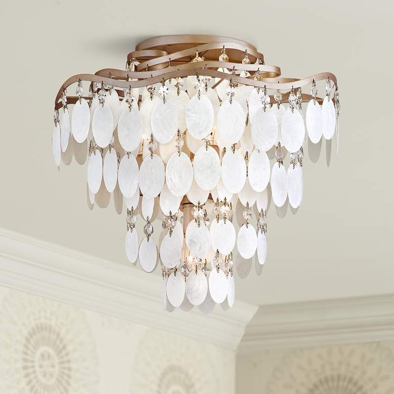 Image 1 Dolce Capiz Shell 16 inch Wide Semiflush Ceiling Light