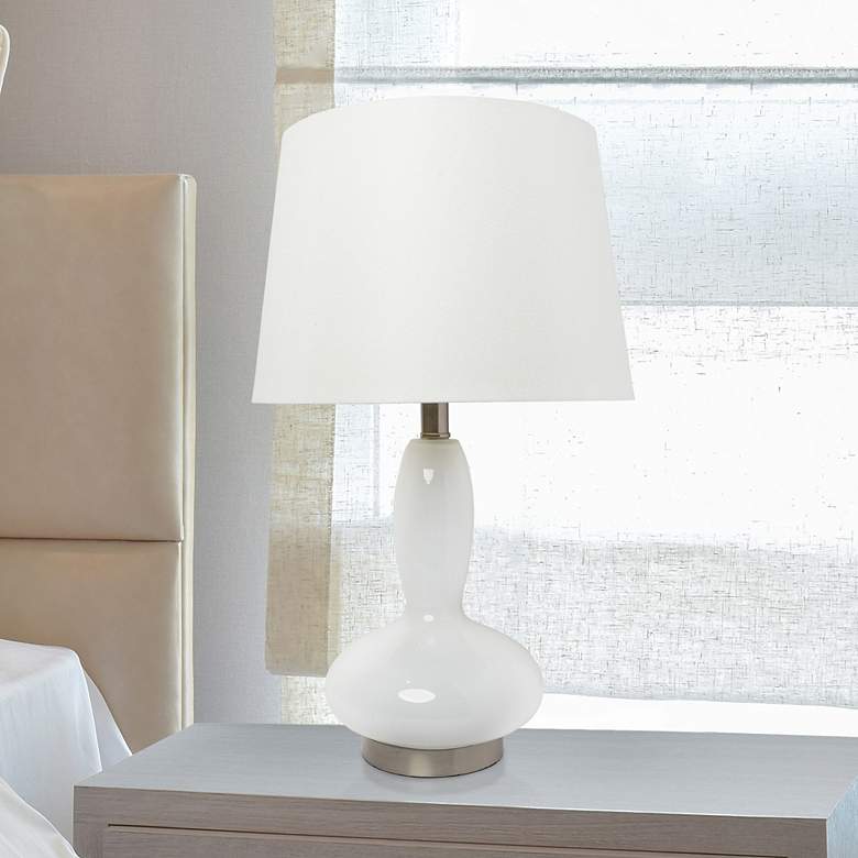 Image 1 Dollop White Glass Modern Accent Table Lamp