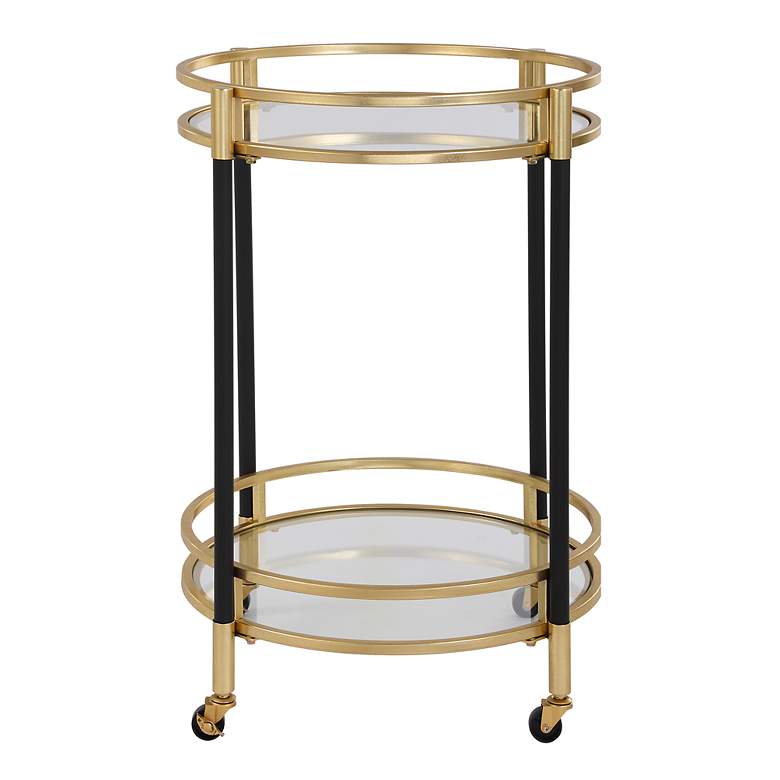 Image 4 Dolly 29 3/4" High x 22" Wide Gold and Black Bar Cart more views