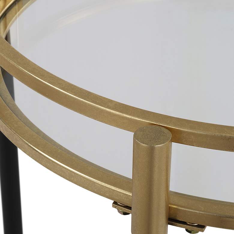Image 6 Dolly 29 3/4" High x 22" Wide Gold and Black Bar Cart more views