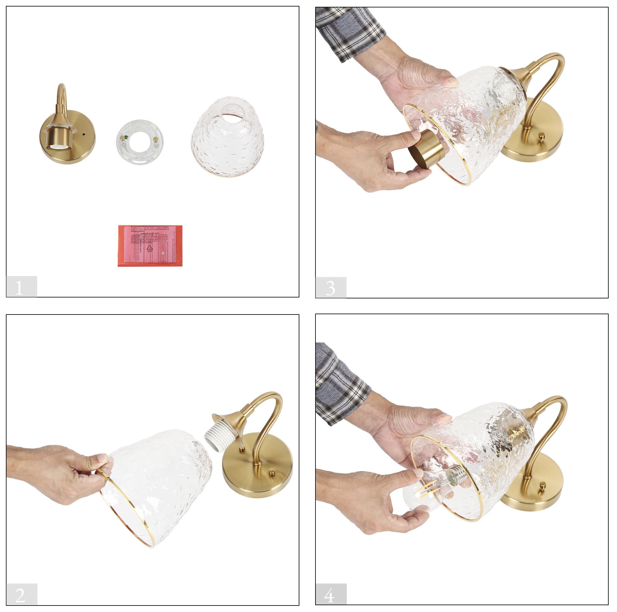 Dolohovstrout 1-Light Gold Glass Wall Sconces