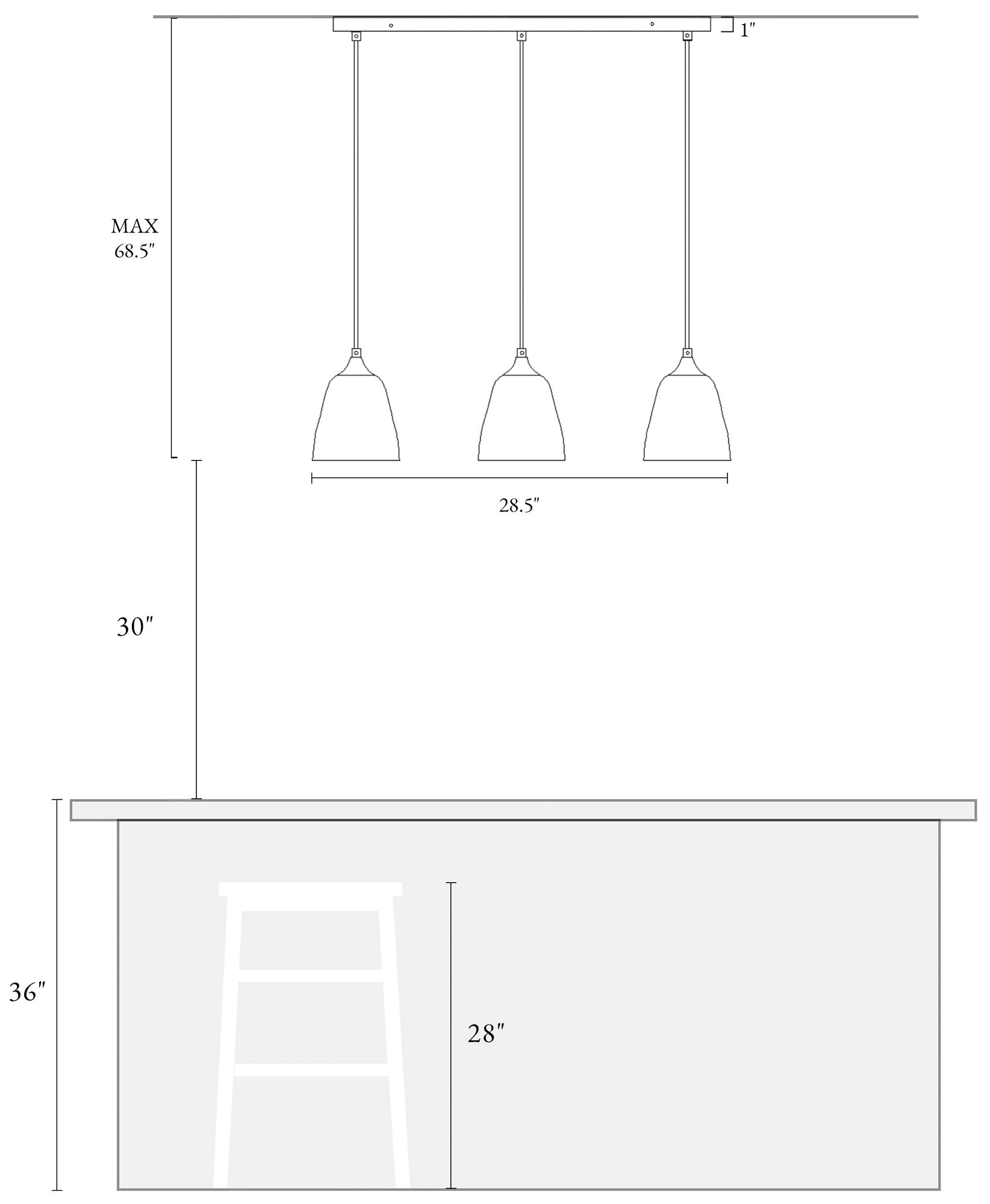 Dolohovstrout 3-Light Glass Island Pendant Light