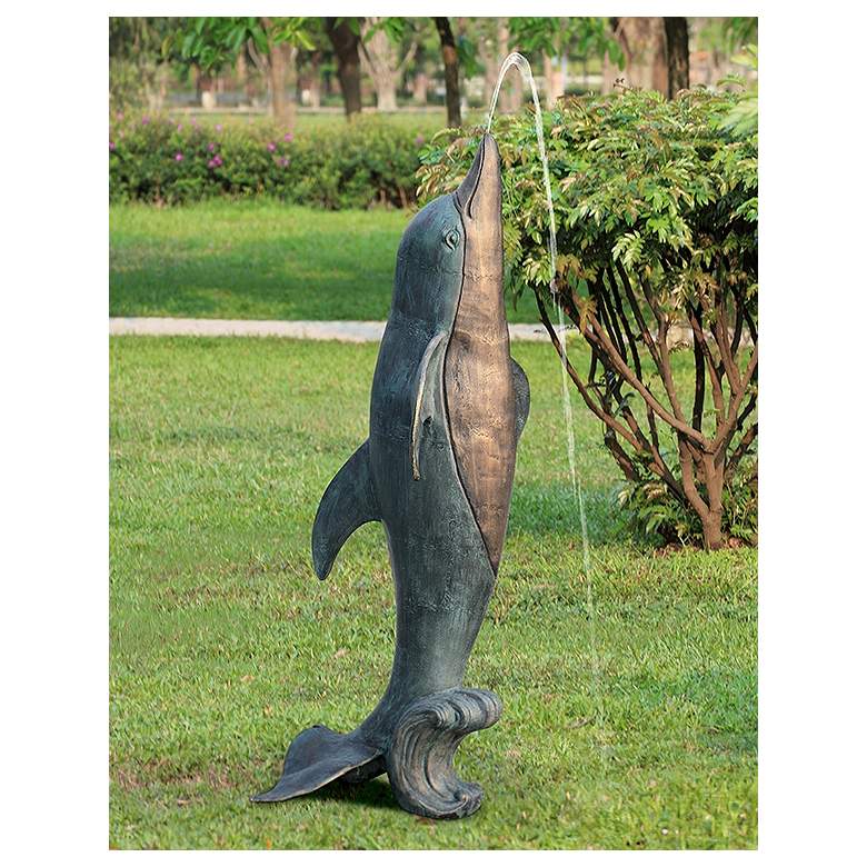 Image 1 Dolphin 67 inch High Garden Spitter Fountain