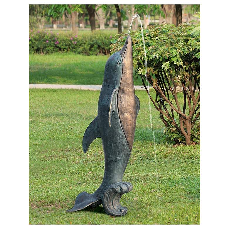 Image 1 Dolphin 67" High Garden Spitter Fountain