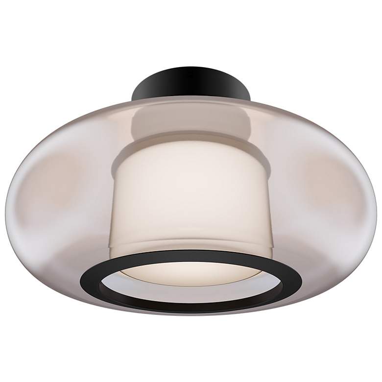 Image 1 Doma 8.13"H x 13.5"W 1-Light Flush Mount in Black