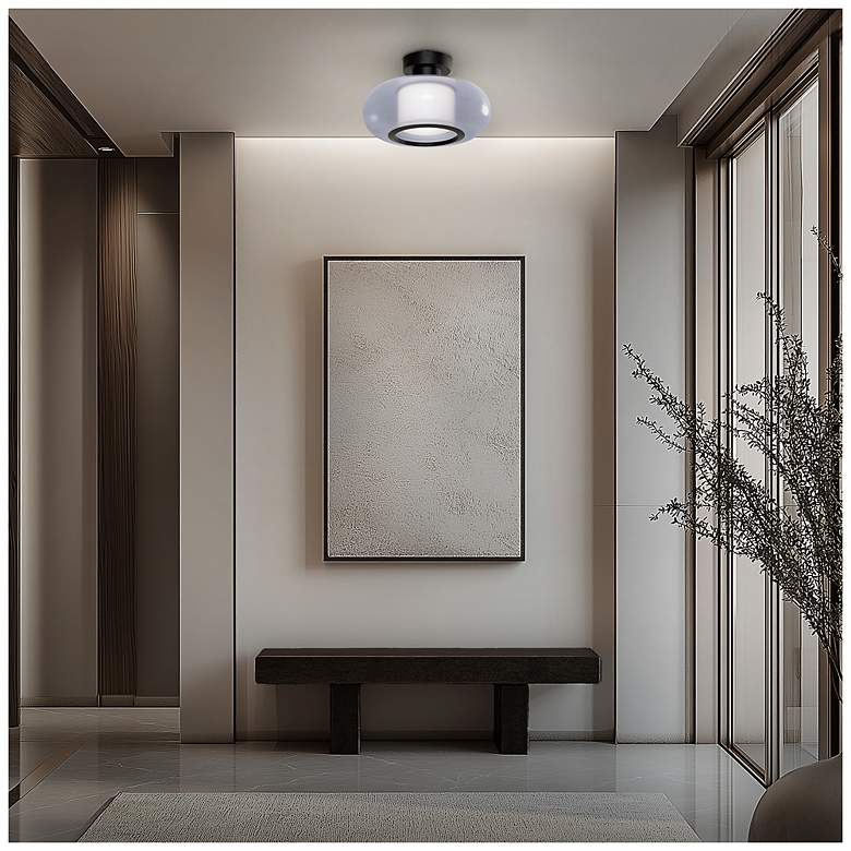 Image 4 Doma 8.13"H x 13.5"W 1-Light Flush Mount in Black more views