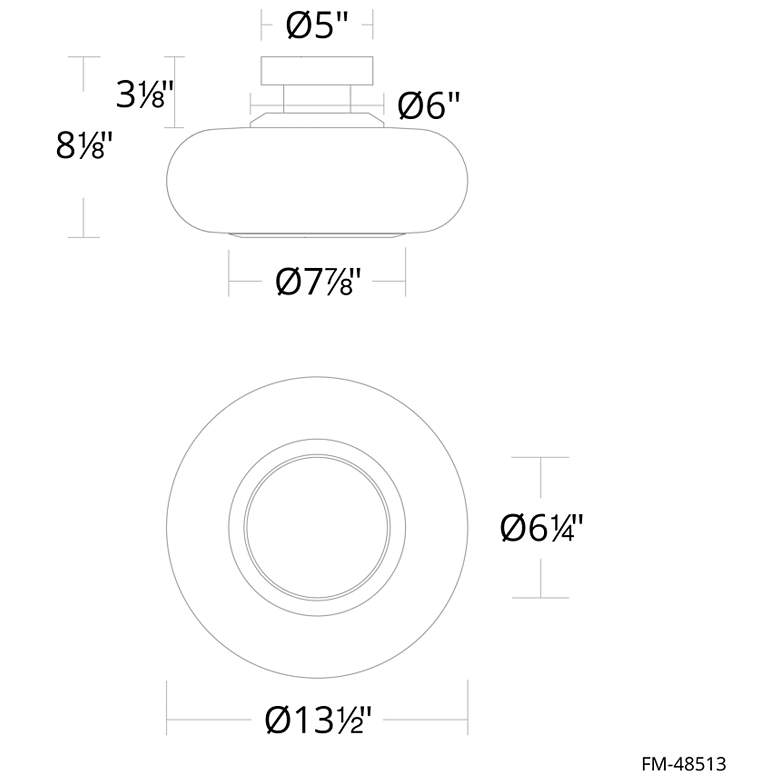 Image 3 Doma 8.13"H x 13.5"W 1-Light Flush Mount in Black more views