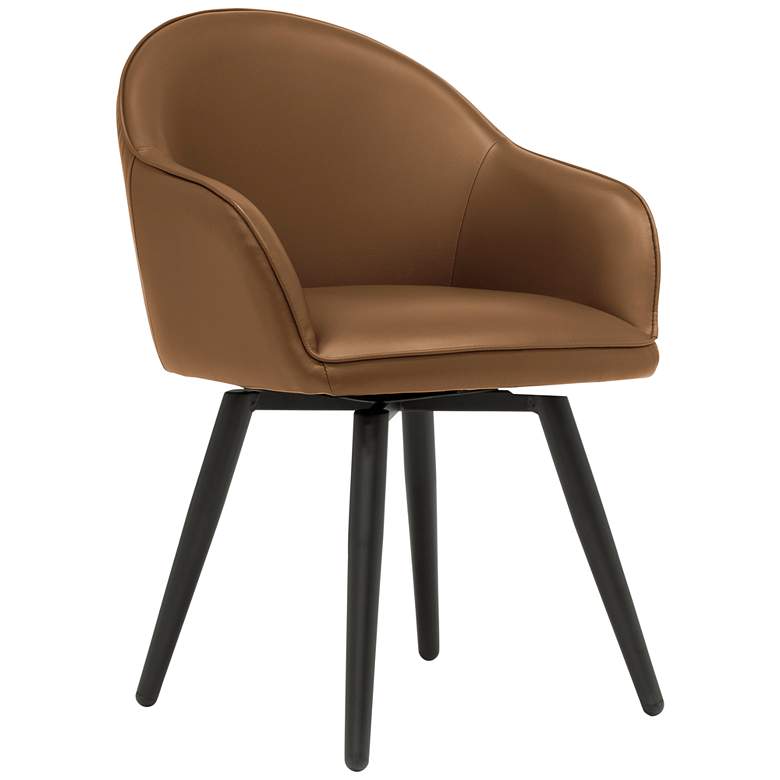 Image 2 Dome Caramel Brown Faux Leather Swivel Dining/Office Chair