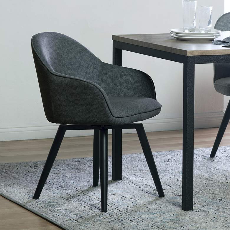 Image 1 Dome Charcoal Gray Fabric Swivel Dining/Office Chair