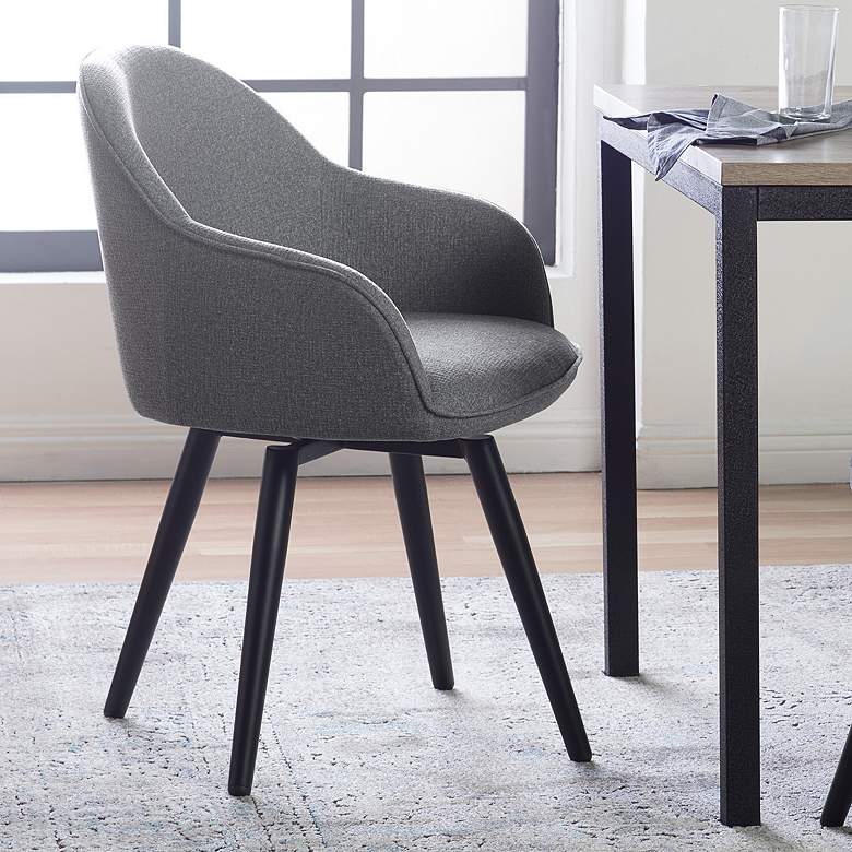Image 2 Dome Heather Gray Fabric Swivel Dining/Office Chair