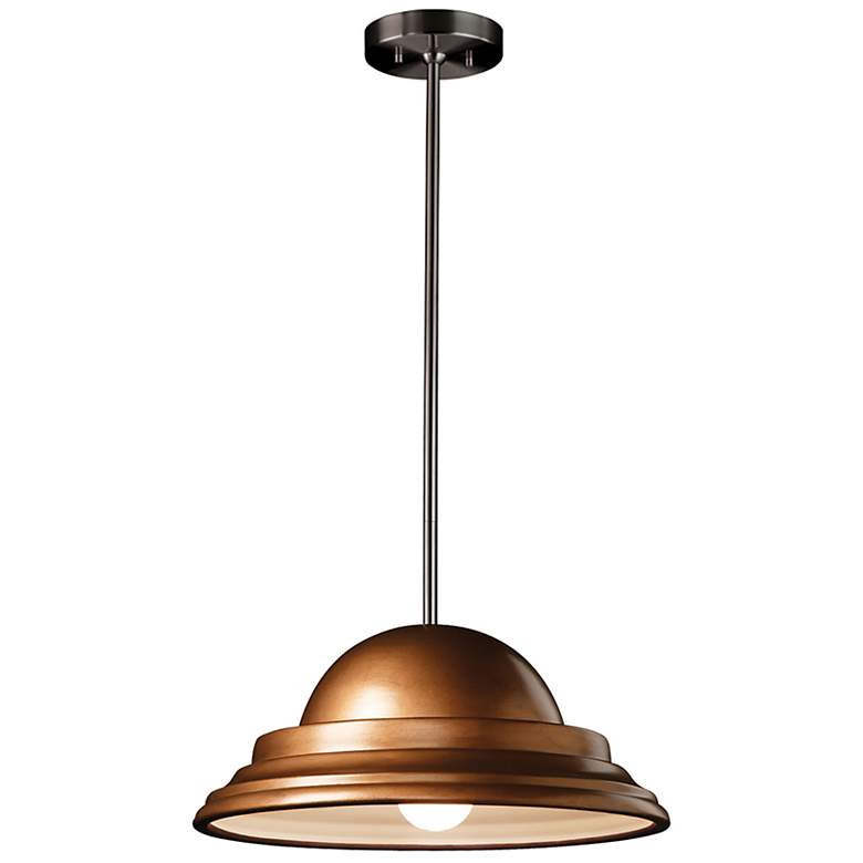 Image 2 Dome Pendant - Antique Copper - Brushed Nickel - Rigid Stem more views
