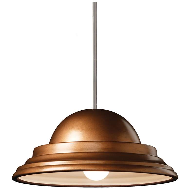 Image 1 Dome Pendant - Antique Copper - Polished Chrome - Rigid Stem