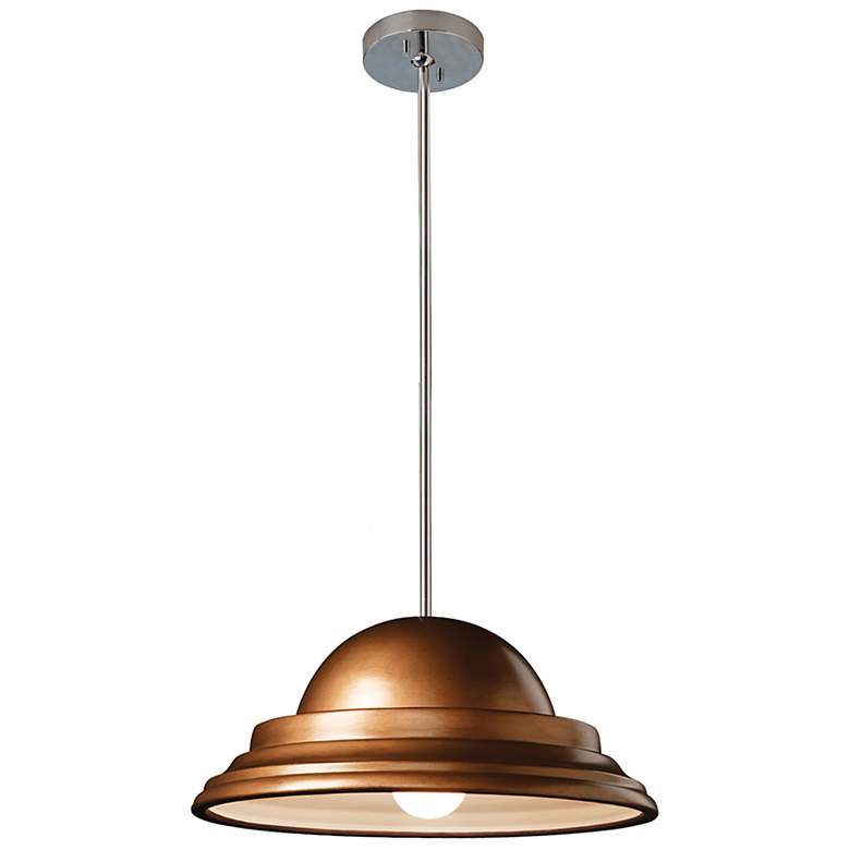Image 2 Dome Pendant - Antique Copper - Polished Chrome - Rigid Stem more views