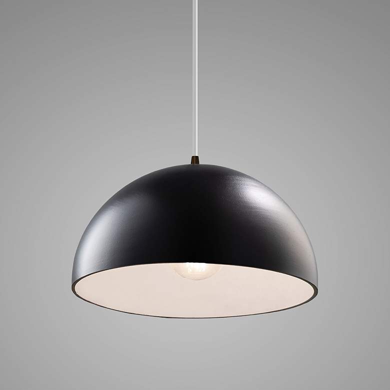 Image 3 Dome Pendant - Carbon Black - Dark Bronze - White Cord more views