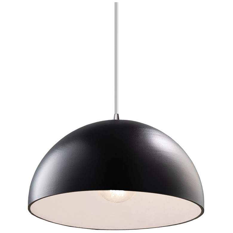 Image 1 Dome Pendant - Carbon Black - Polished Chrome - White Cord