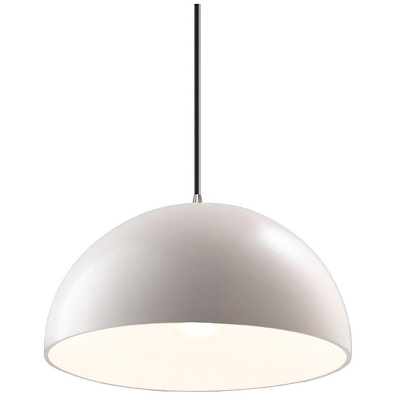 Image 1 Dome Pendant - Matte White - Brushed Nickel - Black Cord