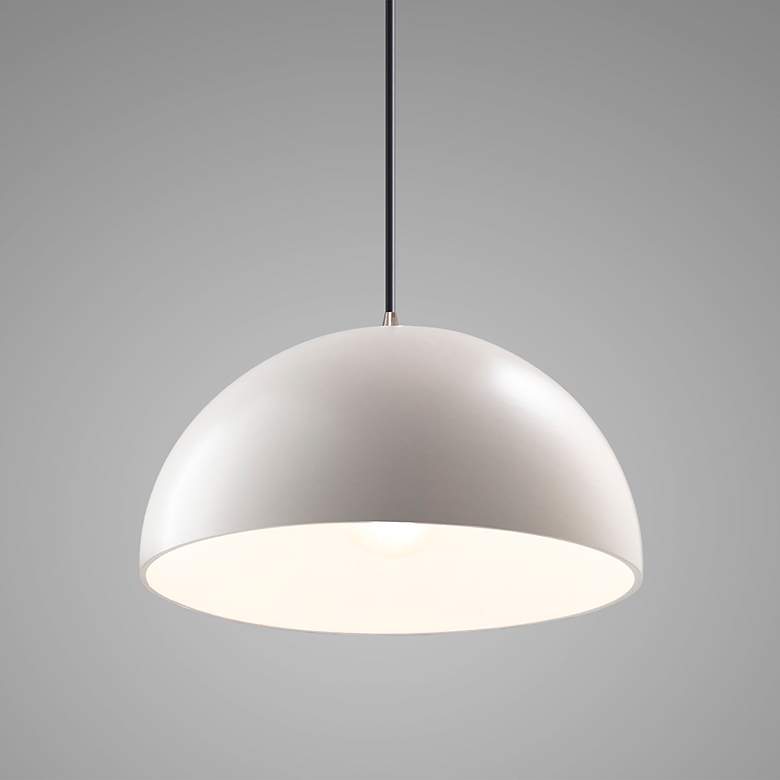 Image 3 Dome Pendant - Matte White - Brushed Nickel - Black Cord more views