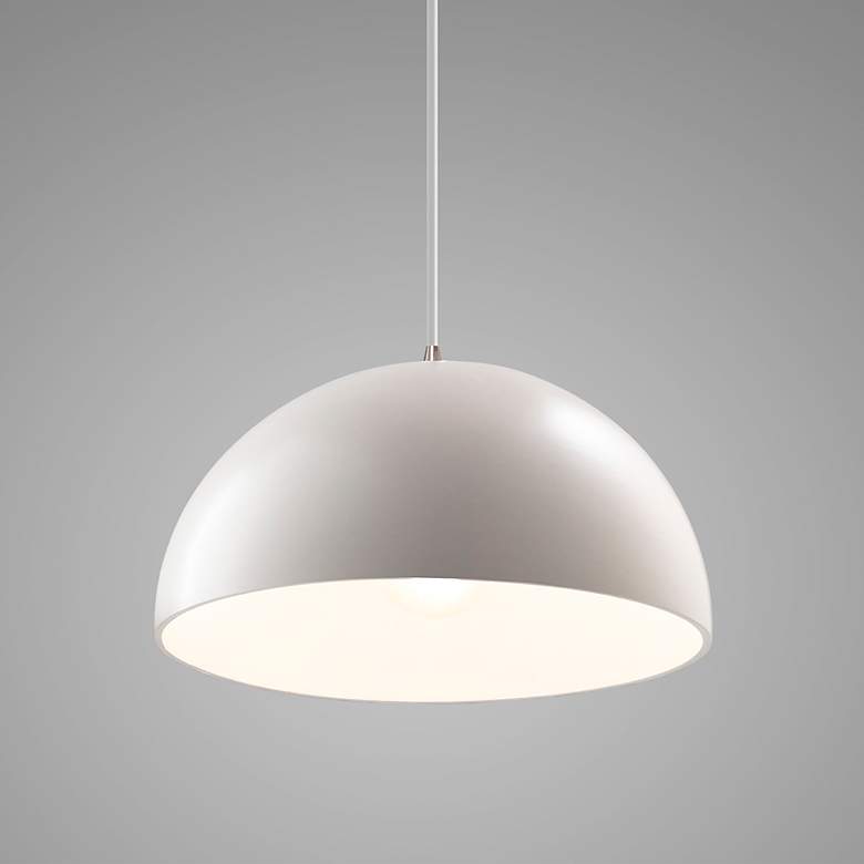 Image 3 Dome Pendant - Matte White - Brushed Nickel - White Cord more views