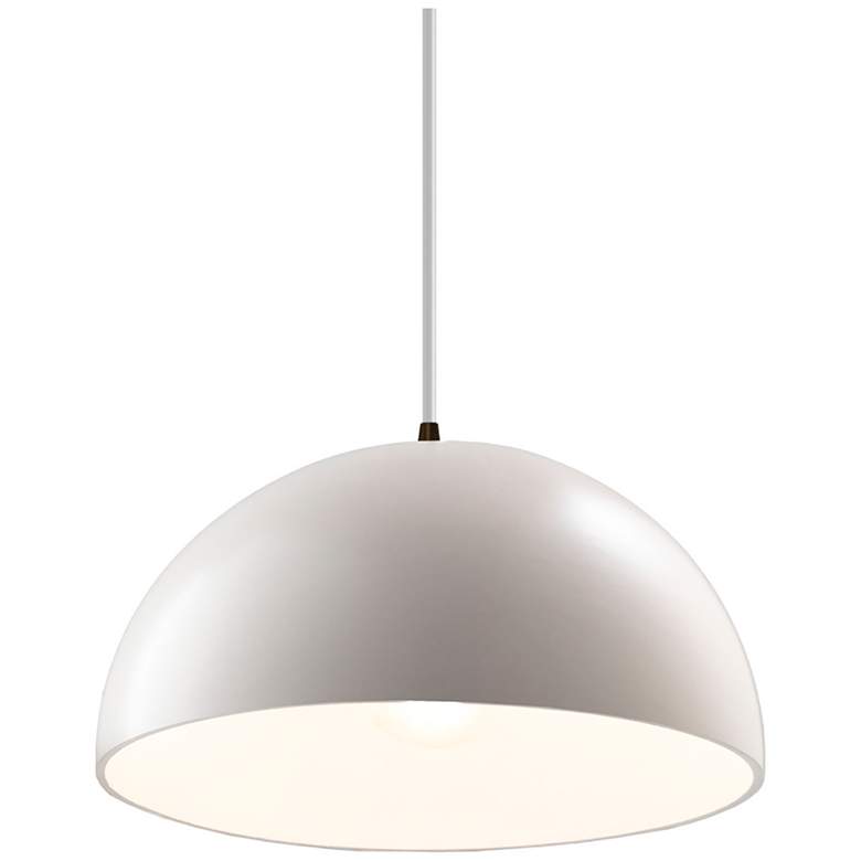 Image 1 Dome Pendant - Matte White - Dark Bronze - White Cord