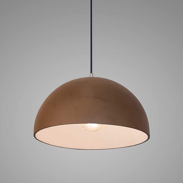Image 3 Dome Pendant - Terra Cotta - Brushed Nickel - Black Cord more views