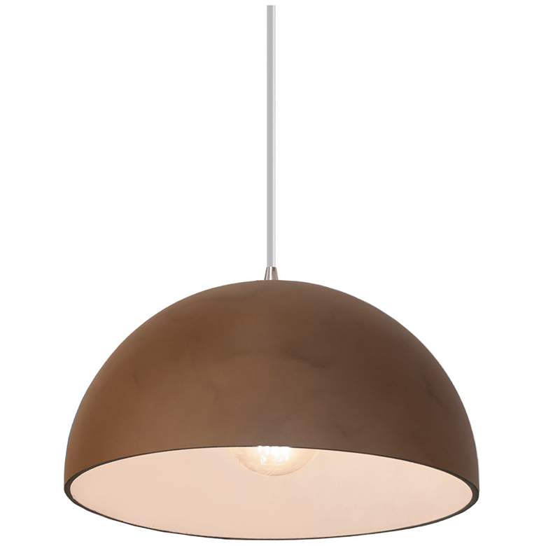 Image 1 Dome Pendant - Terra Cotta - Brushed Nickel - White Cord