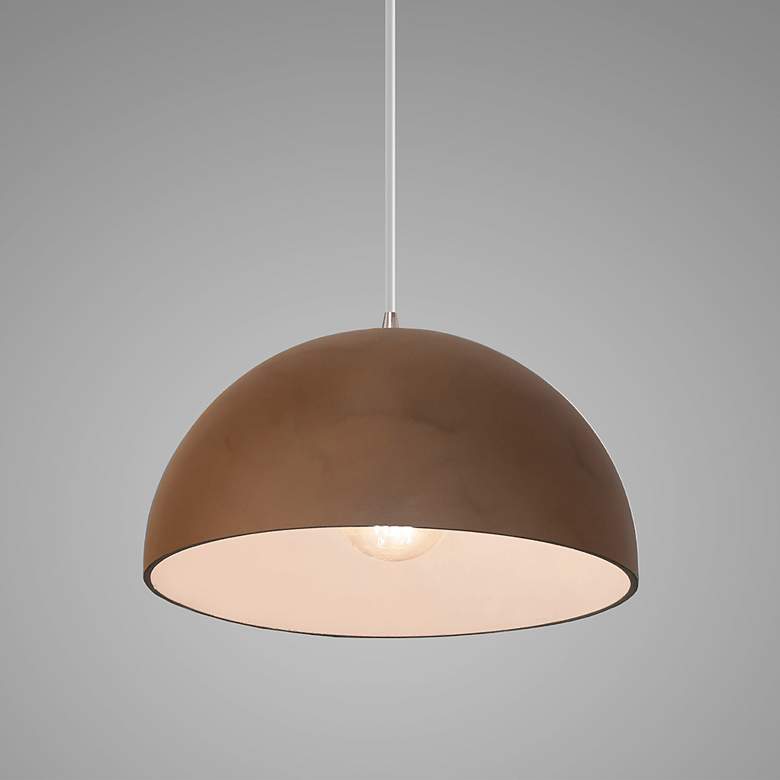 Image 3 Dome Pendant - Terra Cotta - Brushed Nickel - White Cord more views