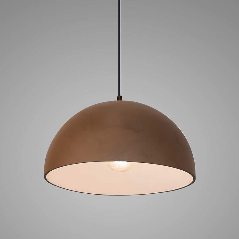 Image 3 Dome Pendant - Terra Cotta - Dark Bronze - Black Cord more views