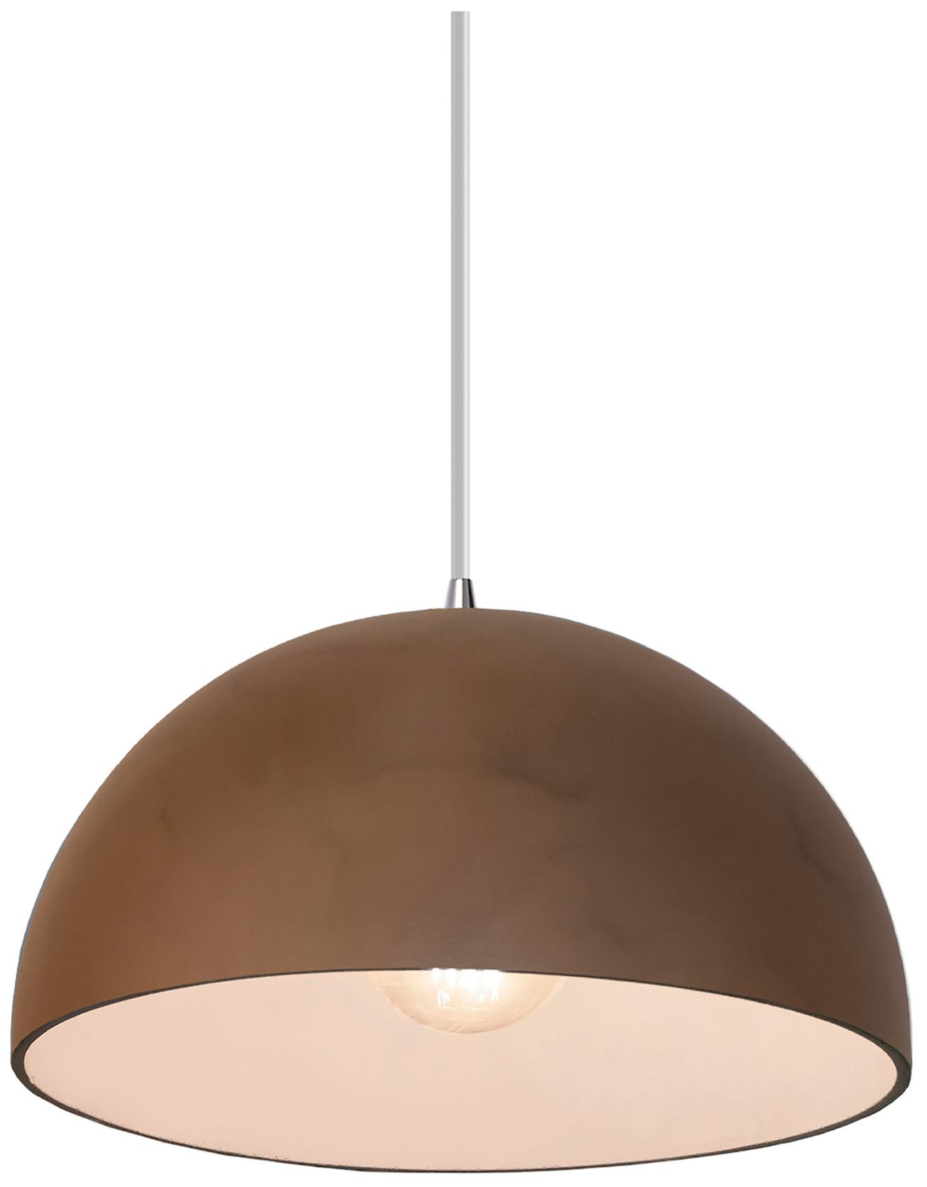 Dome Pendant - Terra Cotta - Polished Chrome - White Cord - Made to Order