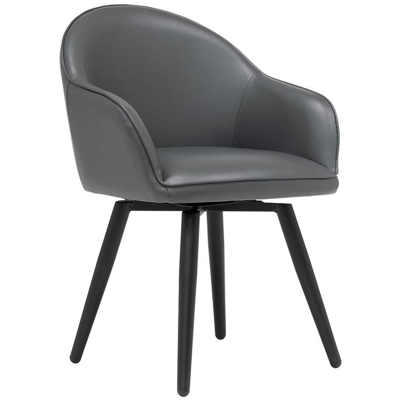 Image 3 Dome Smoke Gray Faux Leather Swivel Dining/Office Chair