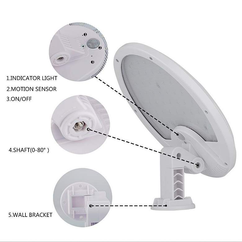 Image 2 Domex 7 1/2 inch High White Solar Mini UFO LED Flood Light more views