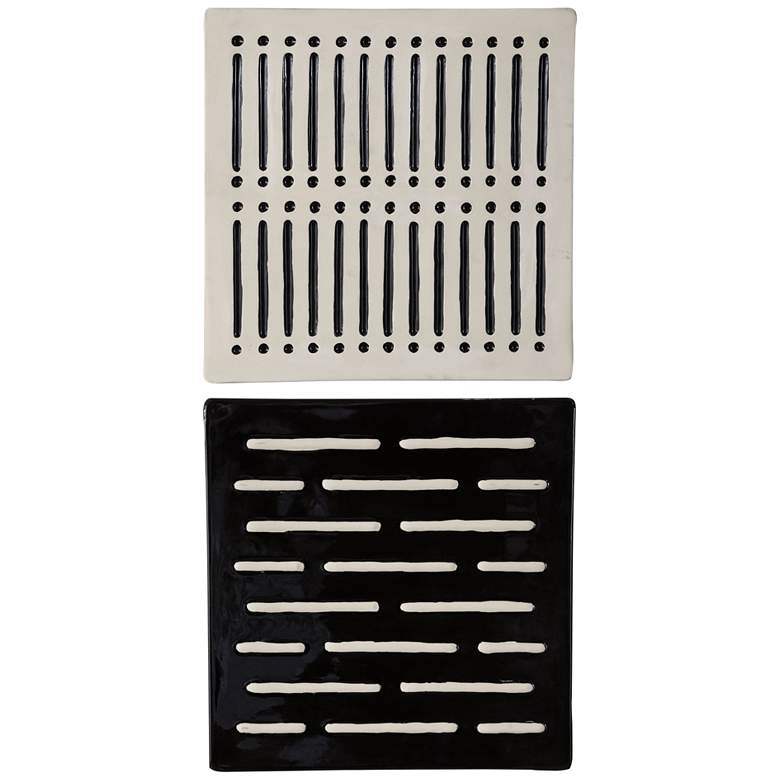 Image 1 Domino Effect Black Ivory 16 inch Square 2-Piece Wall Decor Set