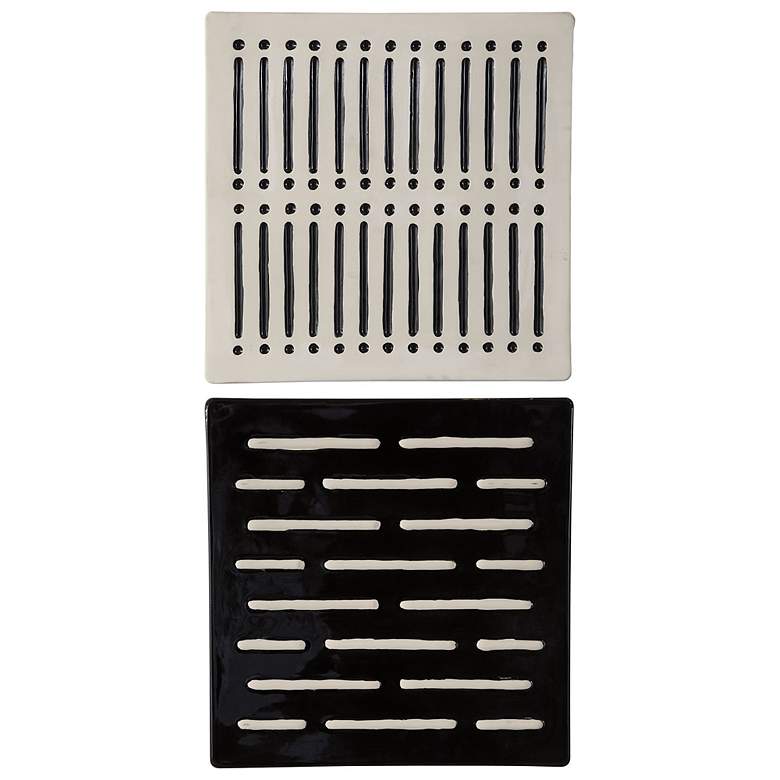 Image 1 Domino Effect Black Ivory 16" Square 2-Piece Wall Decor Set