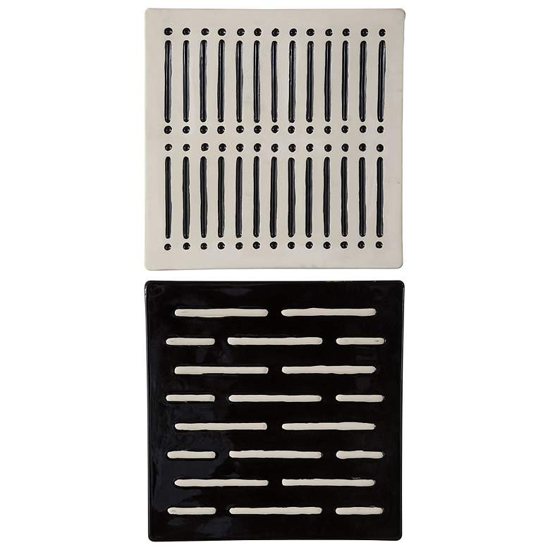 Image 1 Domino Effect Black Ivory 16 inch Square 2-Piece Wall Decor Set