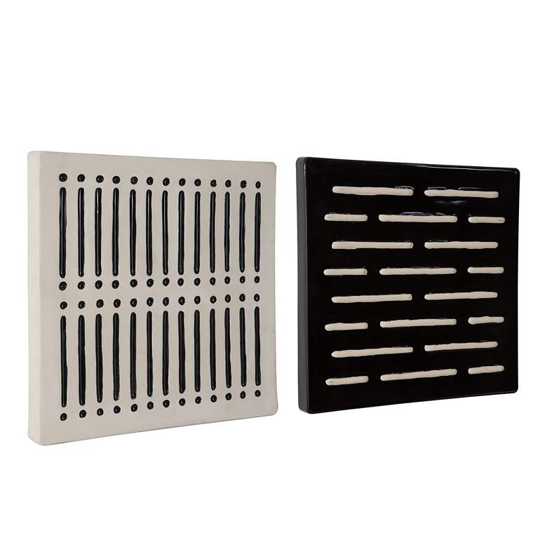 Image 3 Domino Effect Black Ivory 16 inch Square 2-Piece Wall Decor Set more views