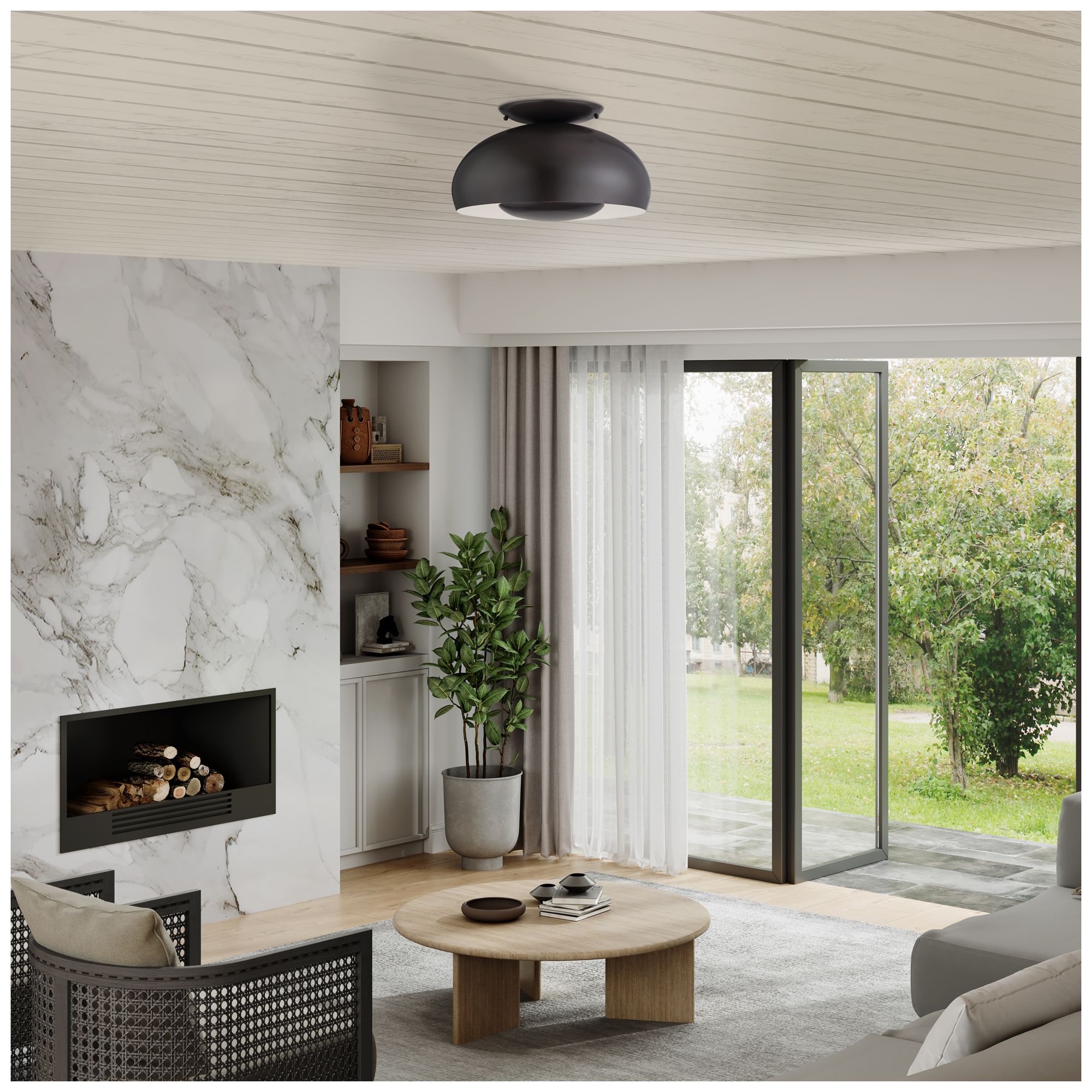 Domma 3 Light English Bronze Large Semi-Flush